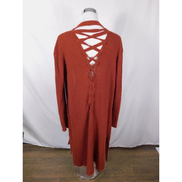 Unified Title "No Boundaries Large Rust Duster Cardigan Lace Up Cottagecore - Picture 6 of 12